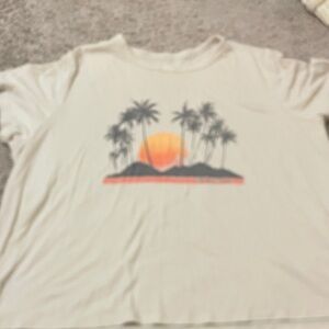 Old Navy Cream Tee with Sunset Graphic